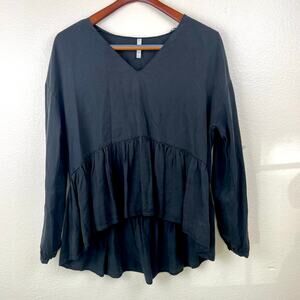 Y2K Zara Womens Top Sz M Boho Ruffle Whimsigoth Oversized Asymmetrical Witchy